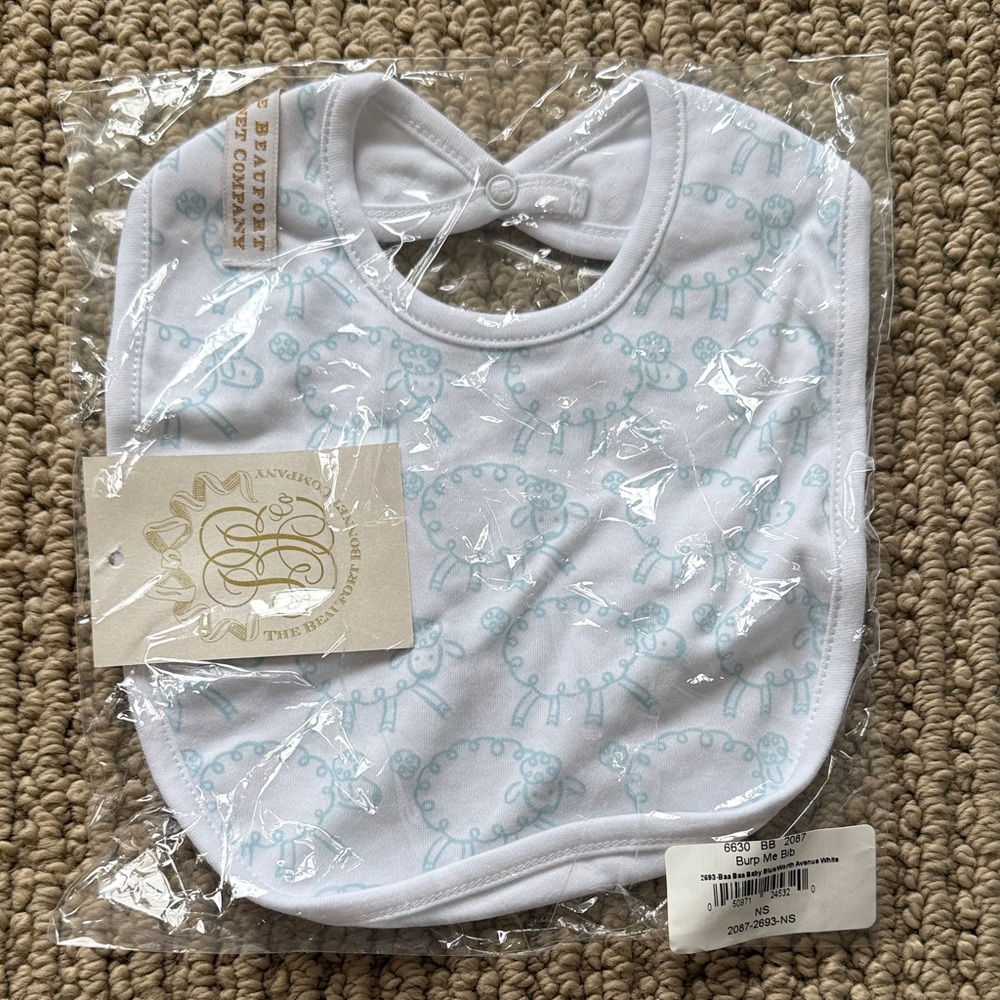 White and Blue Baby Bib